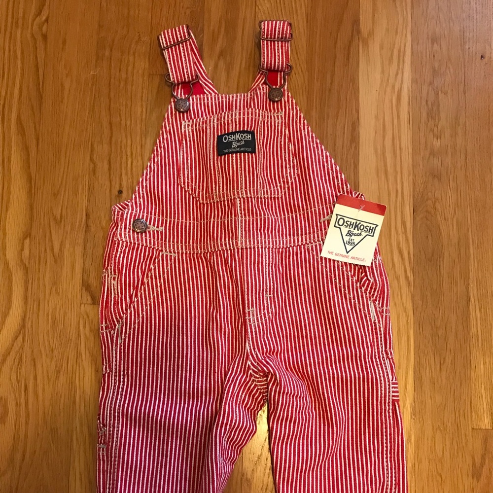 Oshkosh Red striped overalls